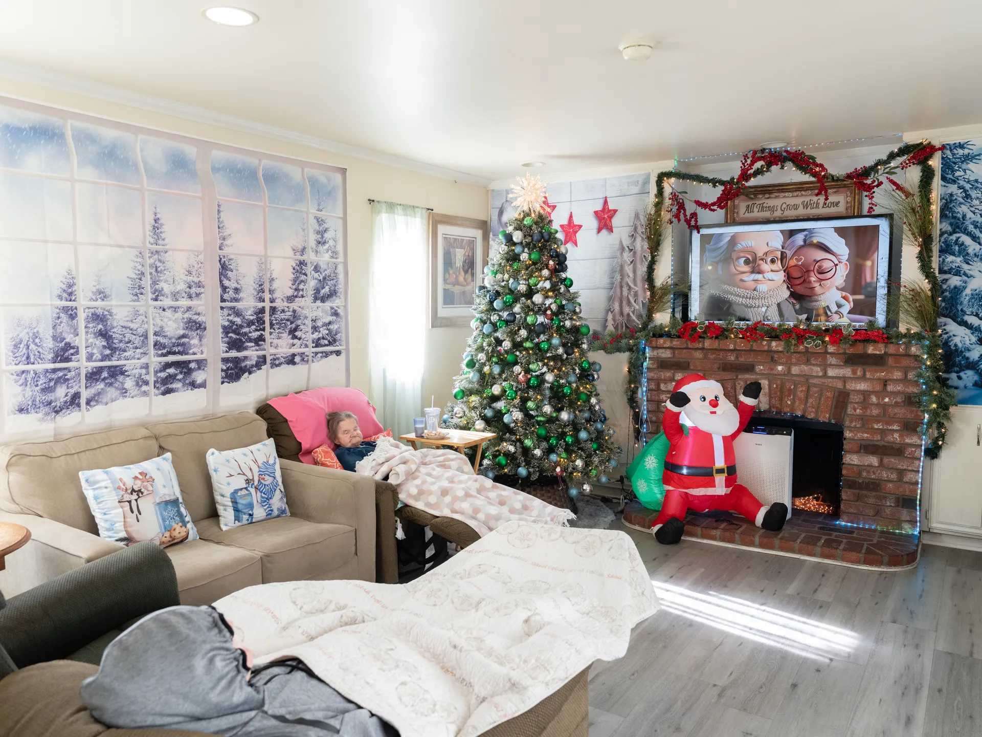 Warm, decorated living room inside Jewel Homecare facility